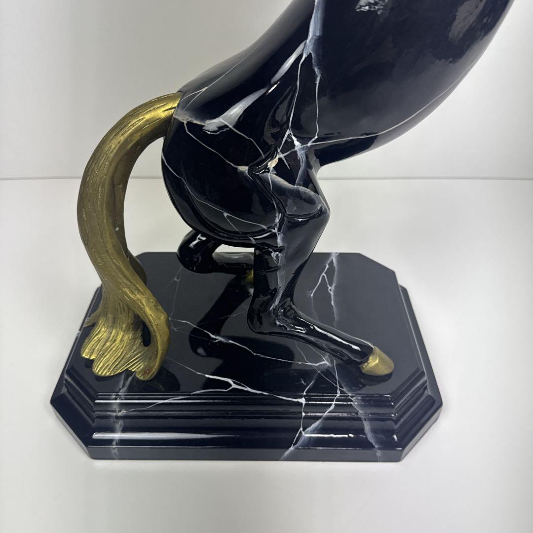 〚美品〛✦跳ね馬 陶器 大理石 フィギュリン 置物✦