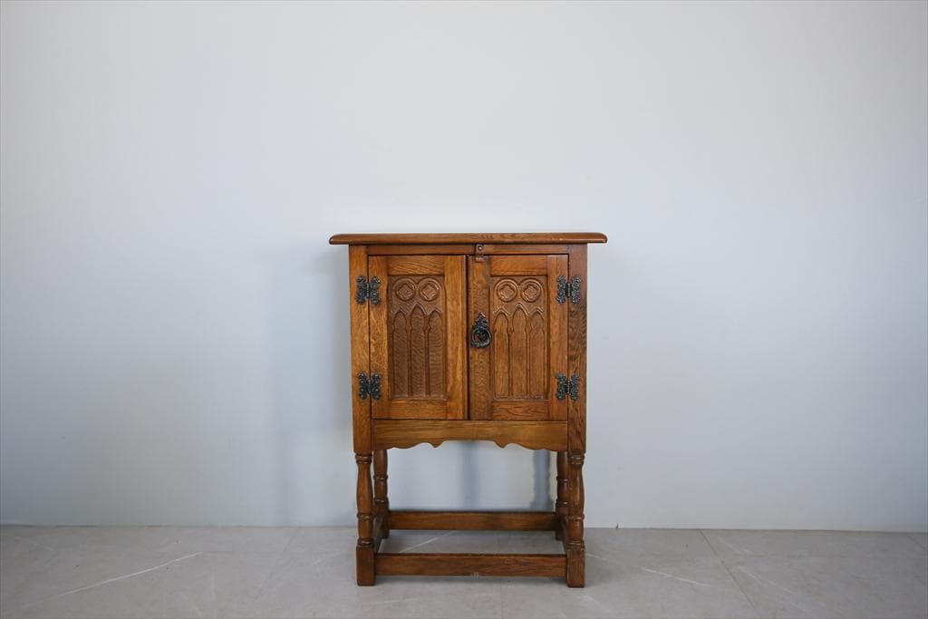 英国アンティーク木製カップボード/キャビネット/キッチン収納/飾り棚92-128