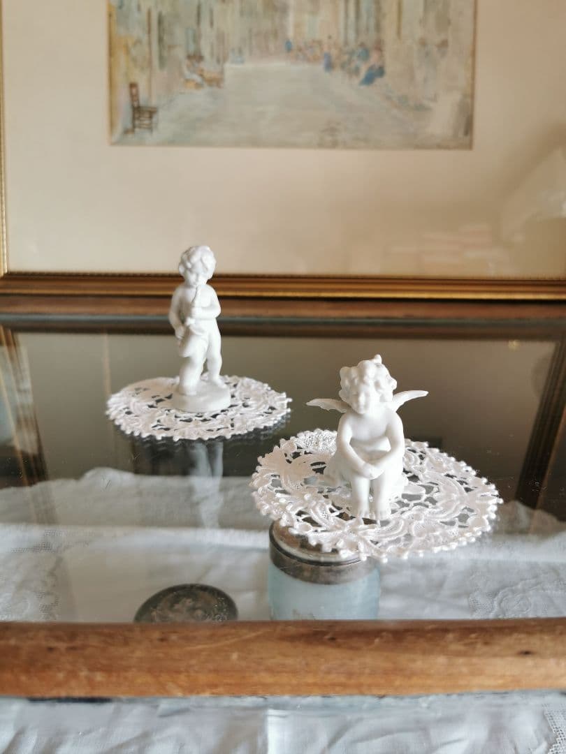 アンティーク ポワンドヴェニス カーネーション＆フラワープチドイリー ２枚セット