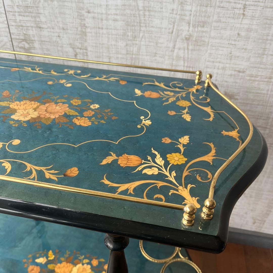 【アンティーク】イタリア製 象嵌細工 サービスワゴン キッチンワゴン 古道具