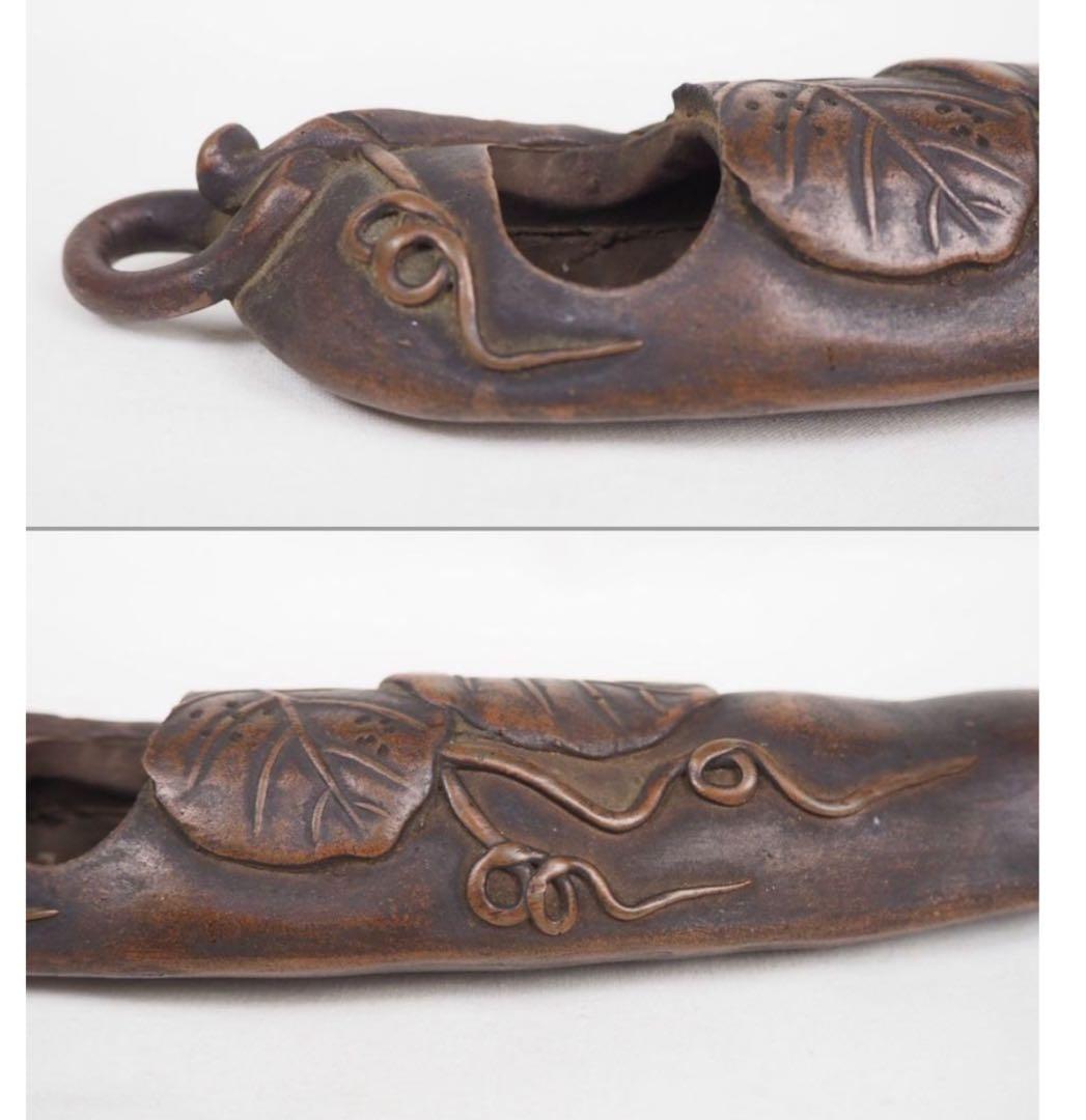 送料無料　江戸時代　備前焼　豆形掛け花入れ　煎茶道具