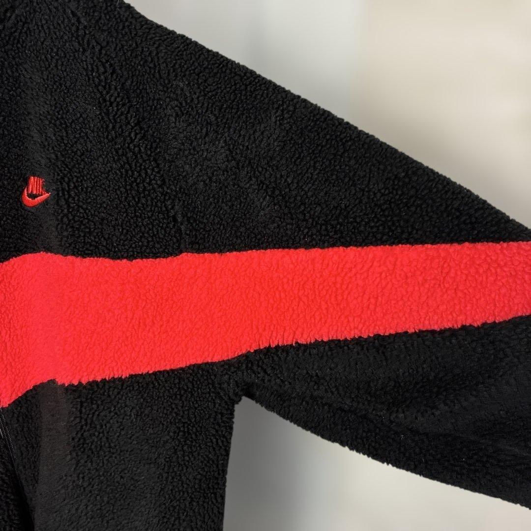 NIKEナイキ　リバーシブル　ナイロンジャケット　フリース　刺繍ロゴ　ブラック赤