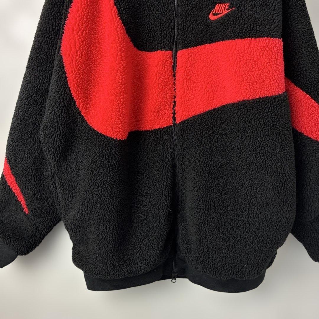 NIKEナイキ　リバーシブル　ナイロンジャケット　フリース　刺繍ロゴ　ブラック赤
