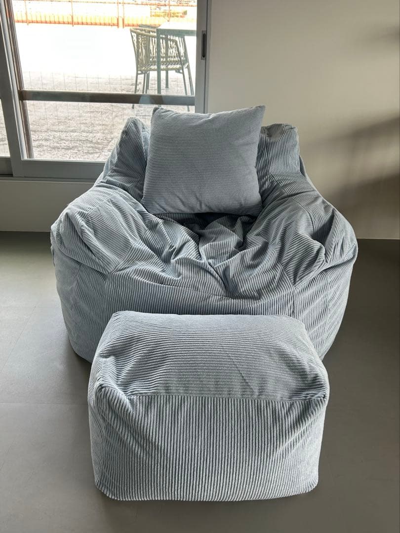 【3点セット】LOOSYソファ＋オットマン＋クッション Powder Blue