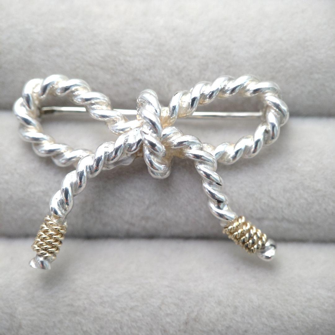 ＊ご成約済＊TIFFANY＆Co.　ツイストリボン　コンビブローチ925 750
