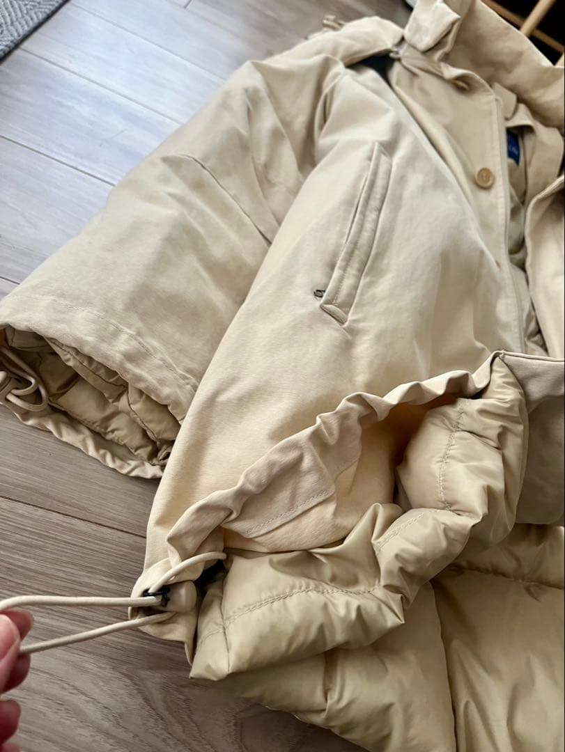 MONCLER ベージュ サイズ 2 L 青タグ コートダウンライナー フード