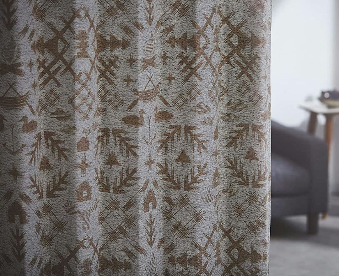 日本製　スミノエ(Suminoe)　北欧風　遮光カーテン2枚、非遮光カーテン1枚