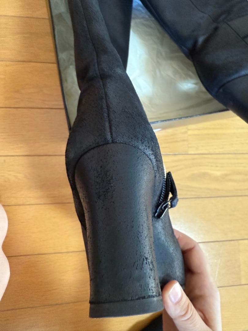 CHANEL シャネル　ヌバック　レザー　ココマーク　ロングブーツ　36