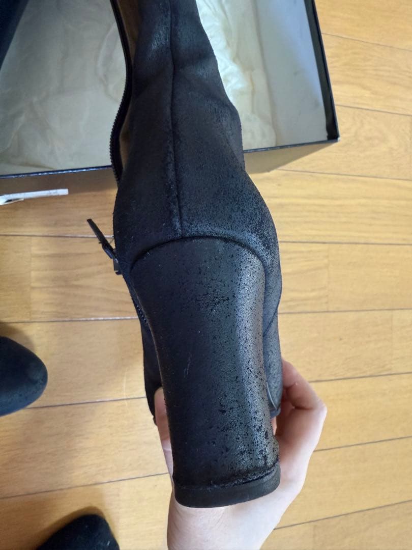 CHANEL シャネル　ヌバック　レザー　ココマーク　ロングブーツ　36