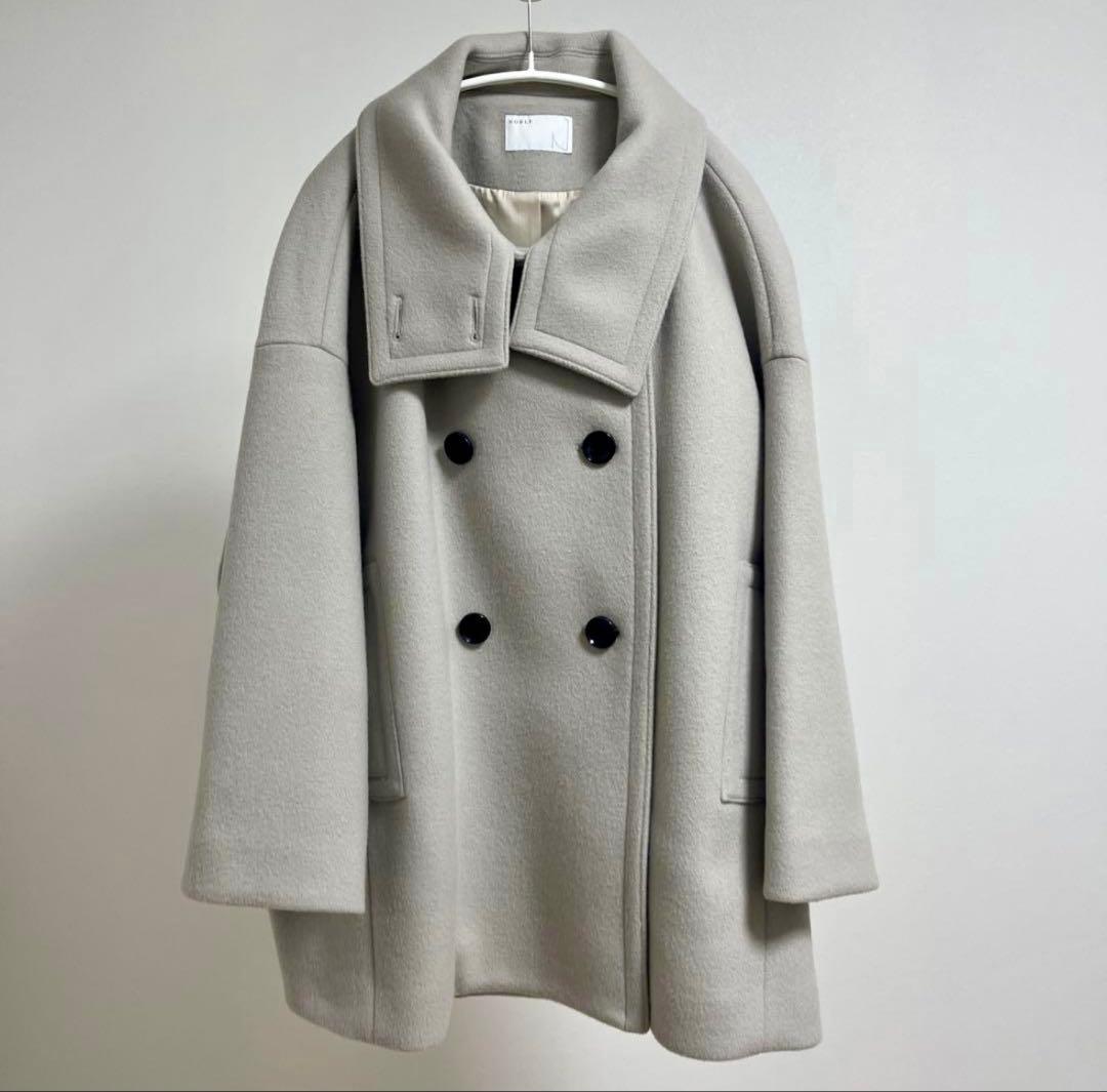 NOBLE スタンドカラーオーバーコート　ベージュ