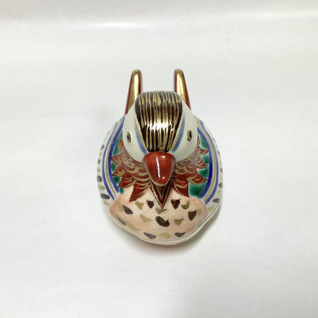 香合 色絵 おしどり 御室窯 木箱入 茶道具 古物品