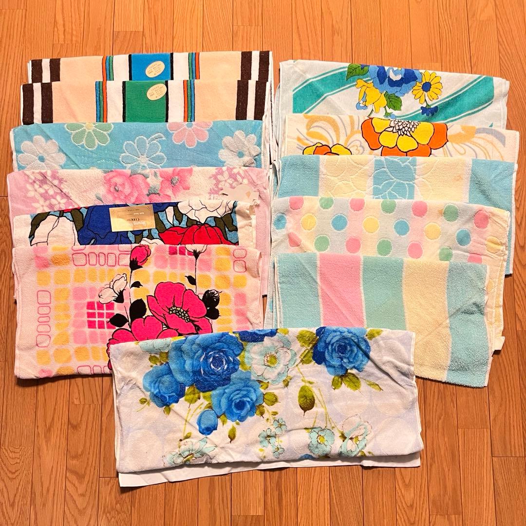 昭和レトロ　バスタオル　11箱12枚　大量　まとめ売り　レトロポップ 当時物