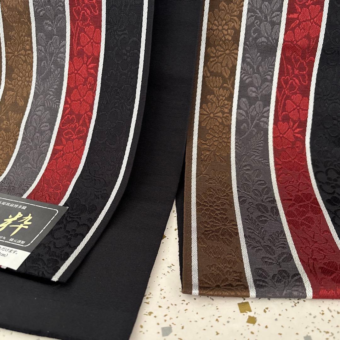 OB81本場筑前博多織 半幅帯 小袋帯 清粋　正絹　新品未使用