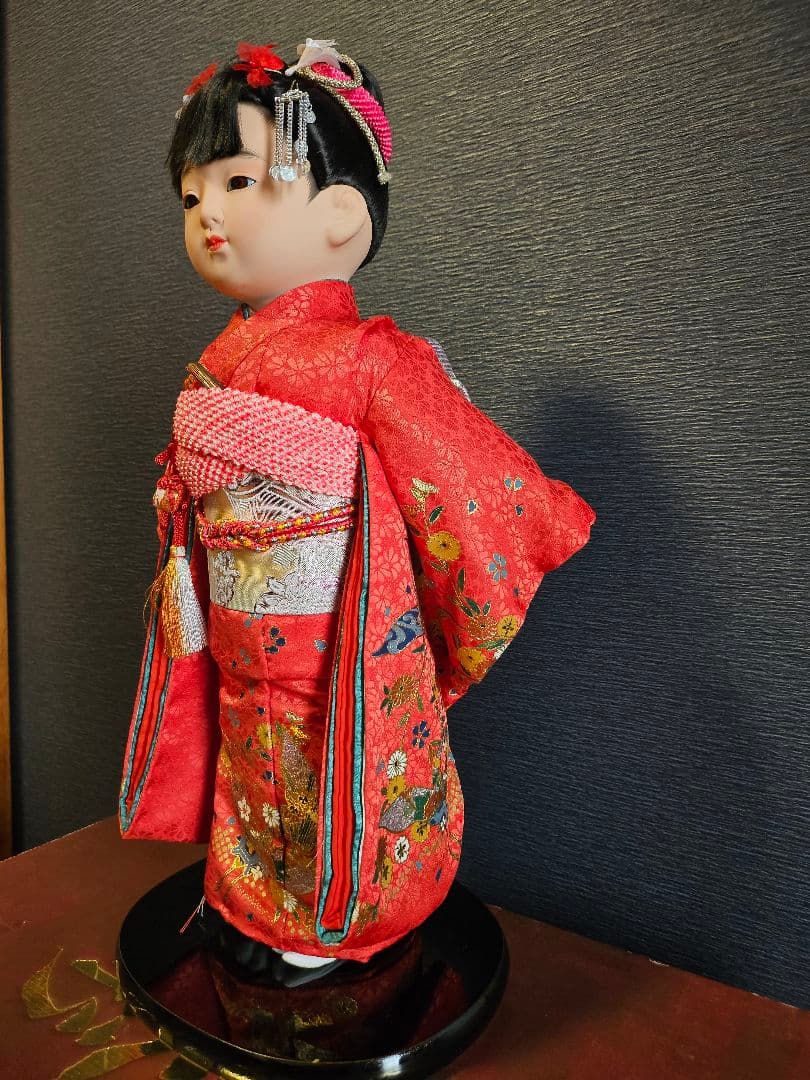 人形の秀月 市松人形 髪飾り付き