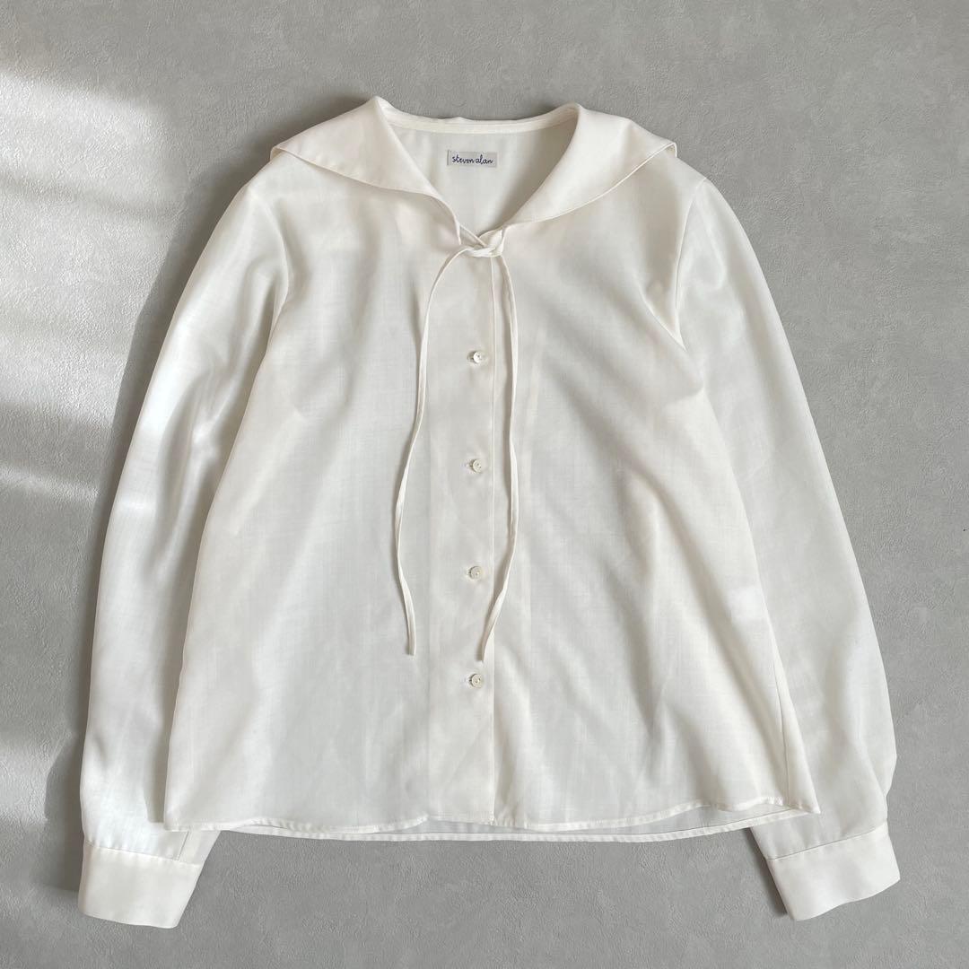 2025 スティーブンアラン　定価2万　ツイルセーラーカラーブラウス.