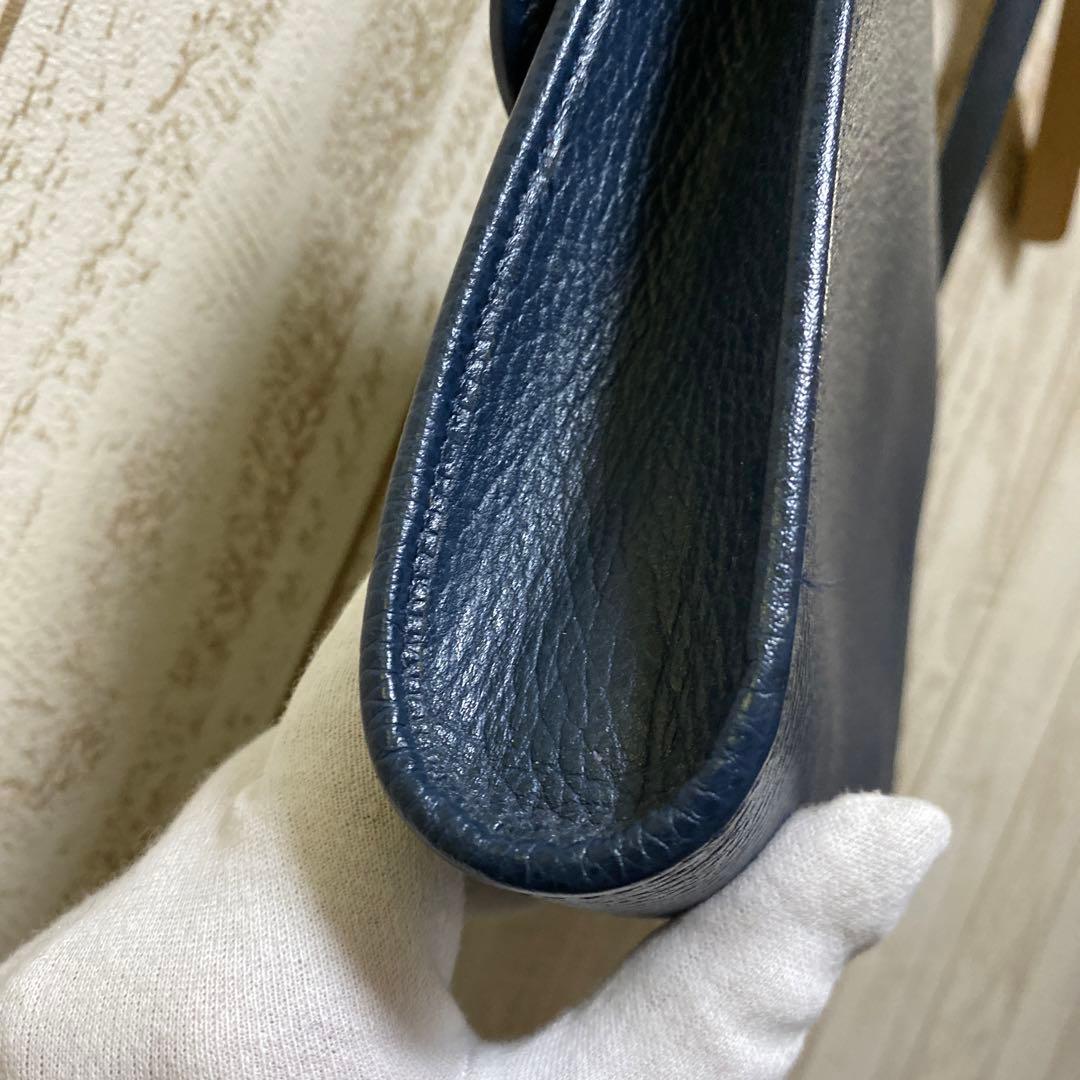 Christian Dior レザーバッグ ネイビー CDロゴ