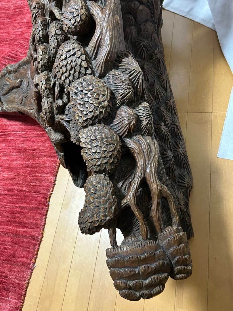 木一本一刀彫り特別注文アンティークオブジェ（象）迫力の逸品