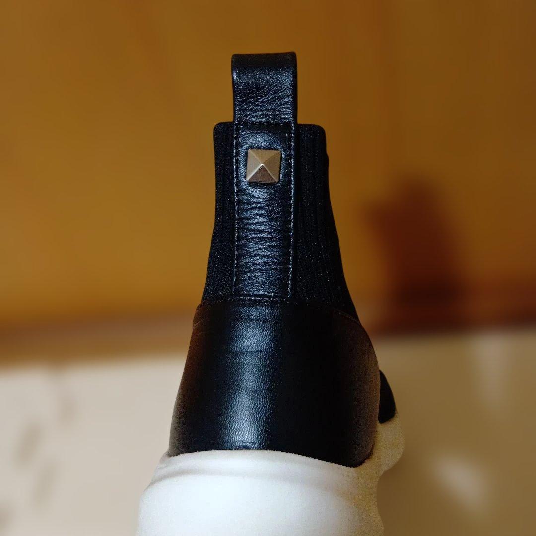 美品　銀座カネマツ　レディースハイカットスニーカー　黒ブラックニットシューズ