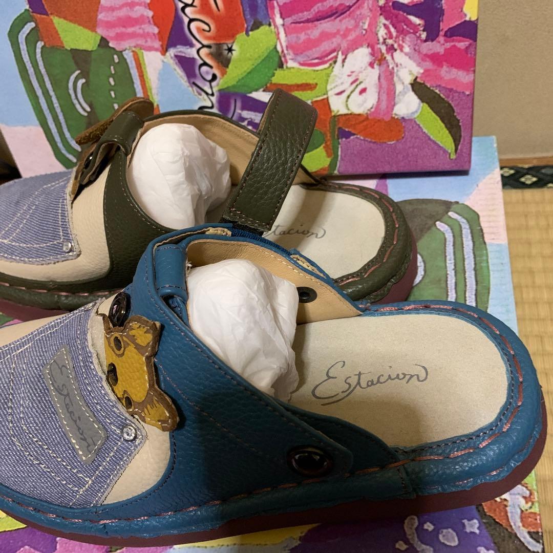 エスタシオン　可愛いサボ　Mサイズ ○ブルー×カーキー色