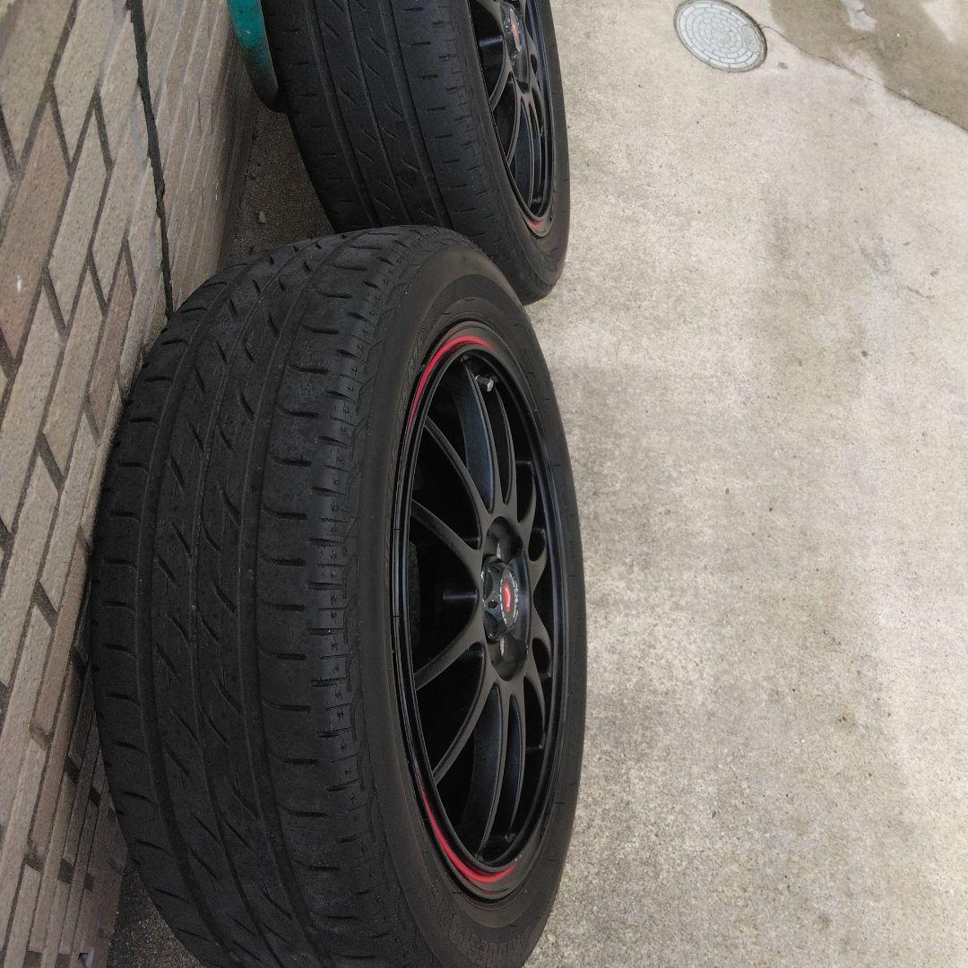 15インチ 5j　45エスホールドブラック スポーク ホイールセット