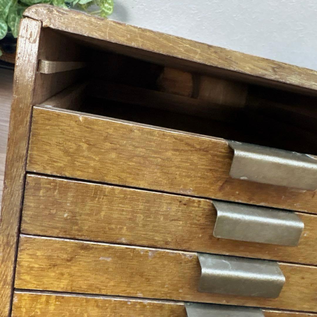 木製レターケース　引き出し　6段収納　昭和レトロ　書類入れ　小物入れ　書類ケース