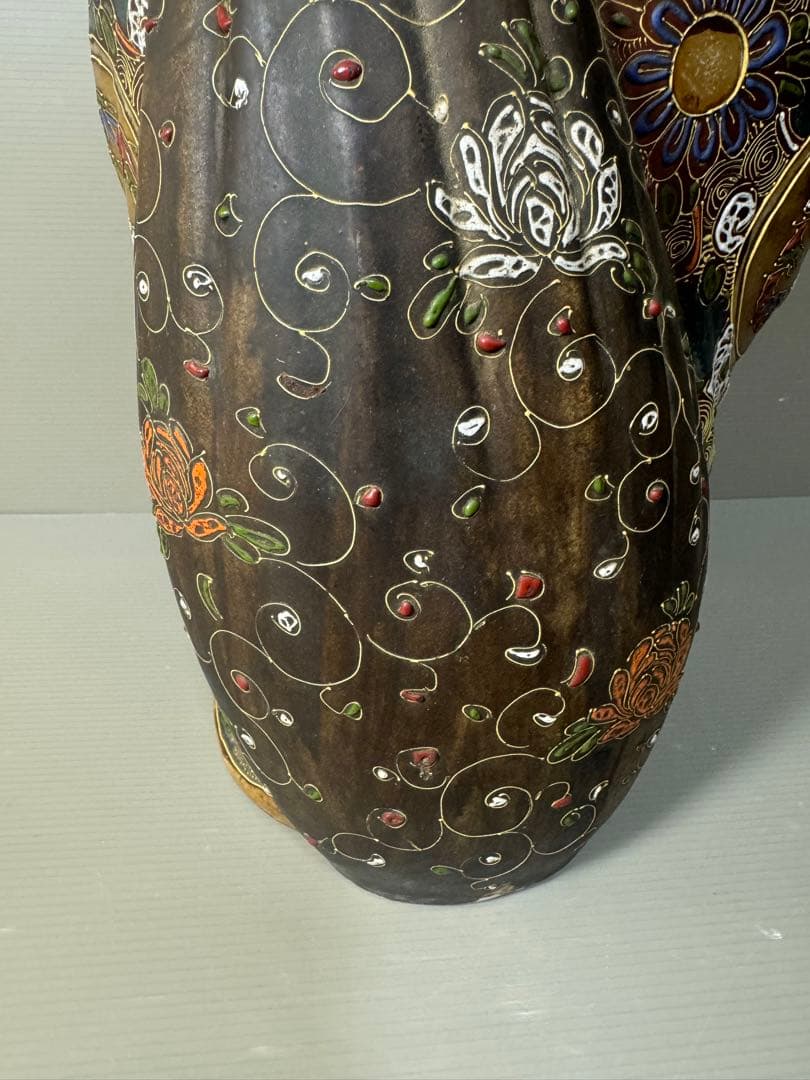 2593 九谷焼　布袋様　置物　陶芸　七福神　縁起物　時代物