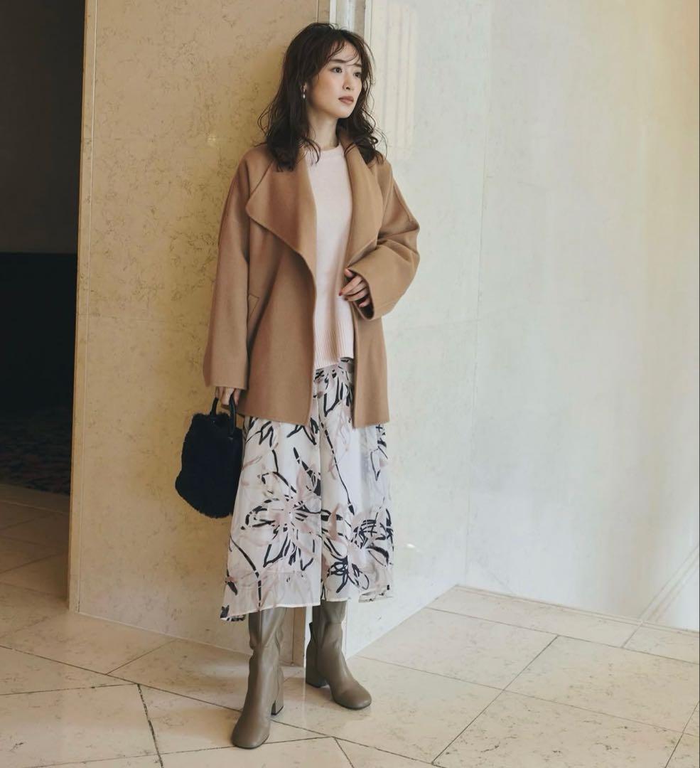 ウールリバーコート　ウール　コート　ベージュ