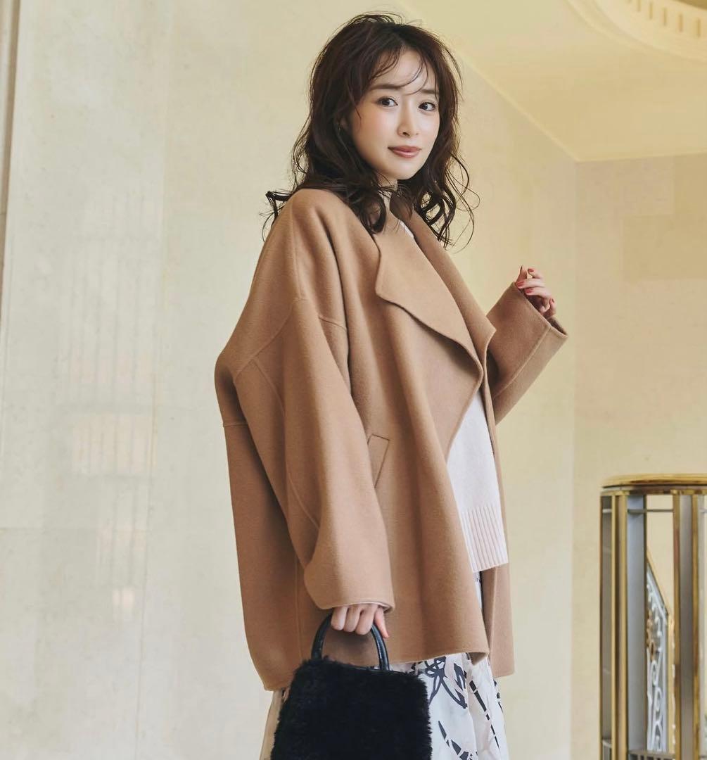 ウールリバーコート　ウール　コート　ベージュ