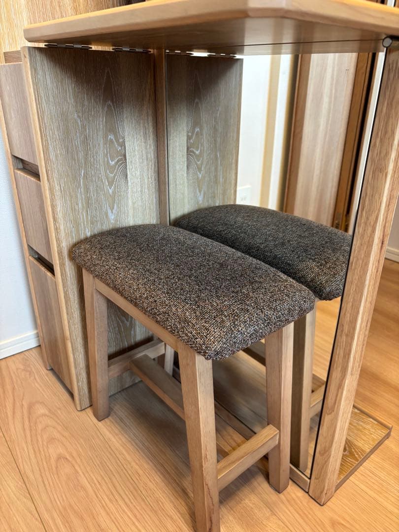 【美品】LIVING HOUSE 姿見ドレッサー 椅子付き