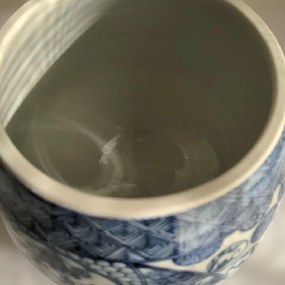 【美品】 手塚祥堂造 染付祥瑞 芋頭 水指 茶道具 木箱入