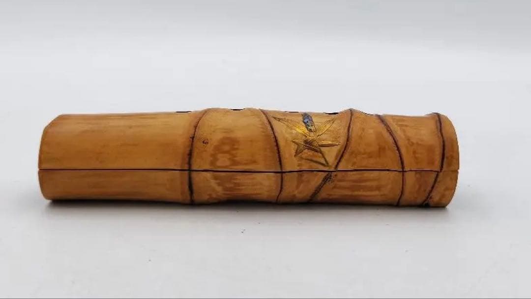 b346 香合 尺八 布袋 竹 吉田華正 木箱 茶道具 古物