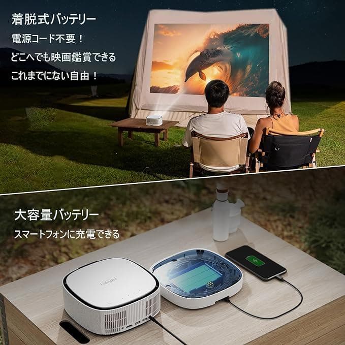 プロジェクター 小型【電動フォーカス】Lisowod 17000lm 着脱式