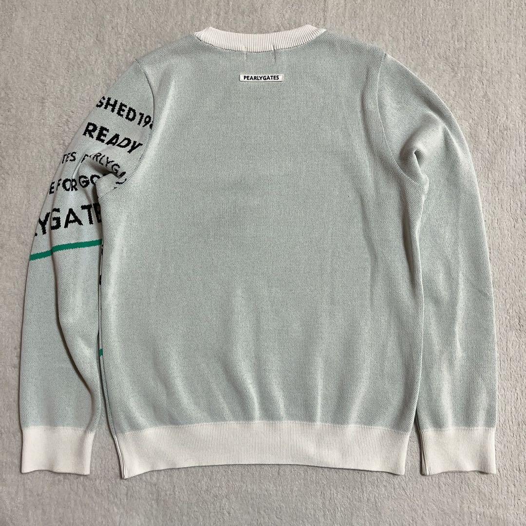 極美品　2024年　パーリーゲイツ　コットンビーム　バイヤスロゴ ニット　白