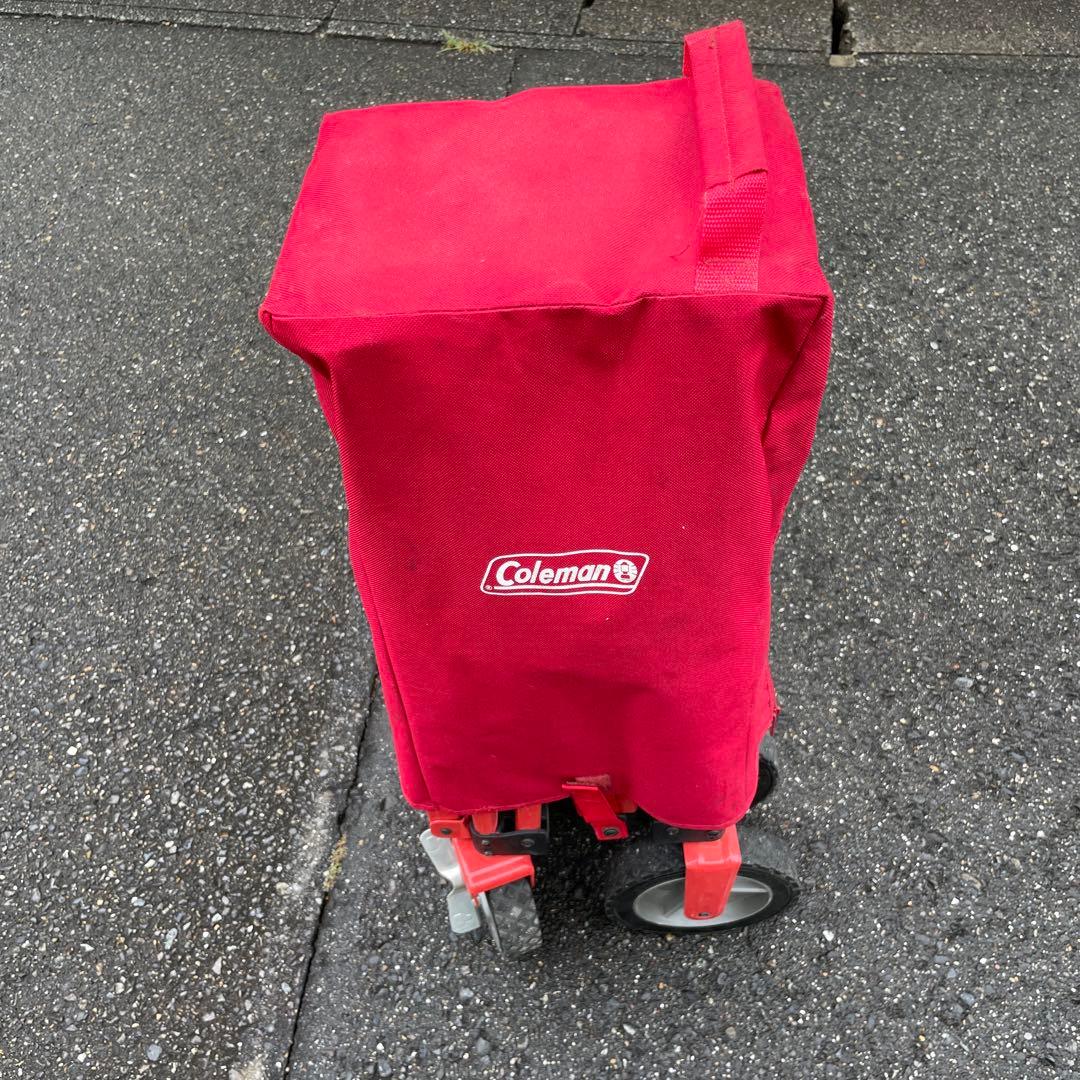 【発送不可。引き取り限定】Coleman 赤 キャリーカート 折りたたみ式
