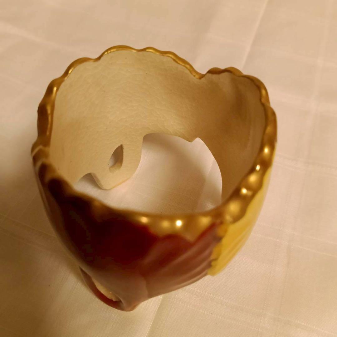 色絵仁清銀杏蓋置　杉田祥平造　清閑寺窯