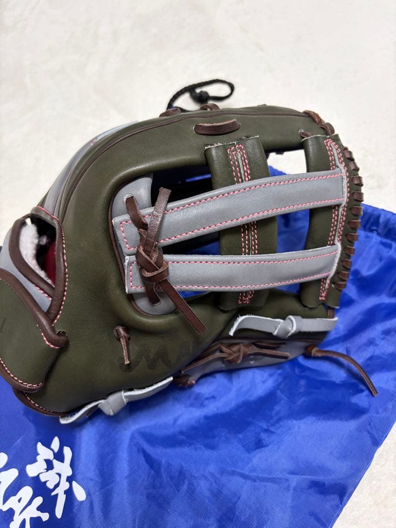 MAKOTO 軟式グローブ ダークグリーン/グレー