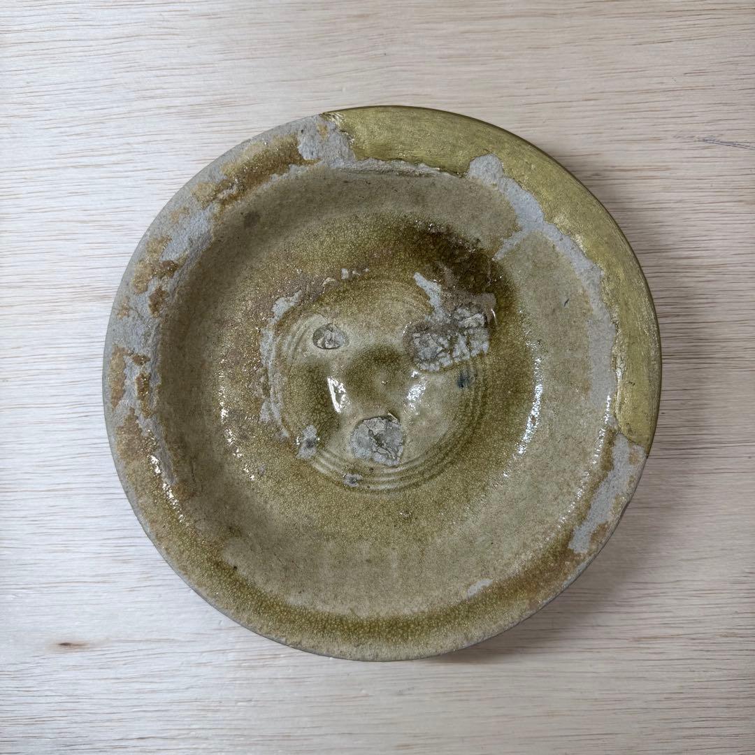 古瀬戸 高台おろし皿 卸皿 中皿 鎌倉時代 灰釉 山茶碗 陶片 古美術 骨董