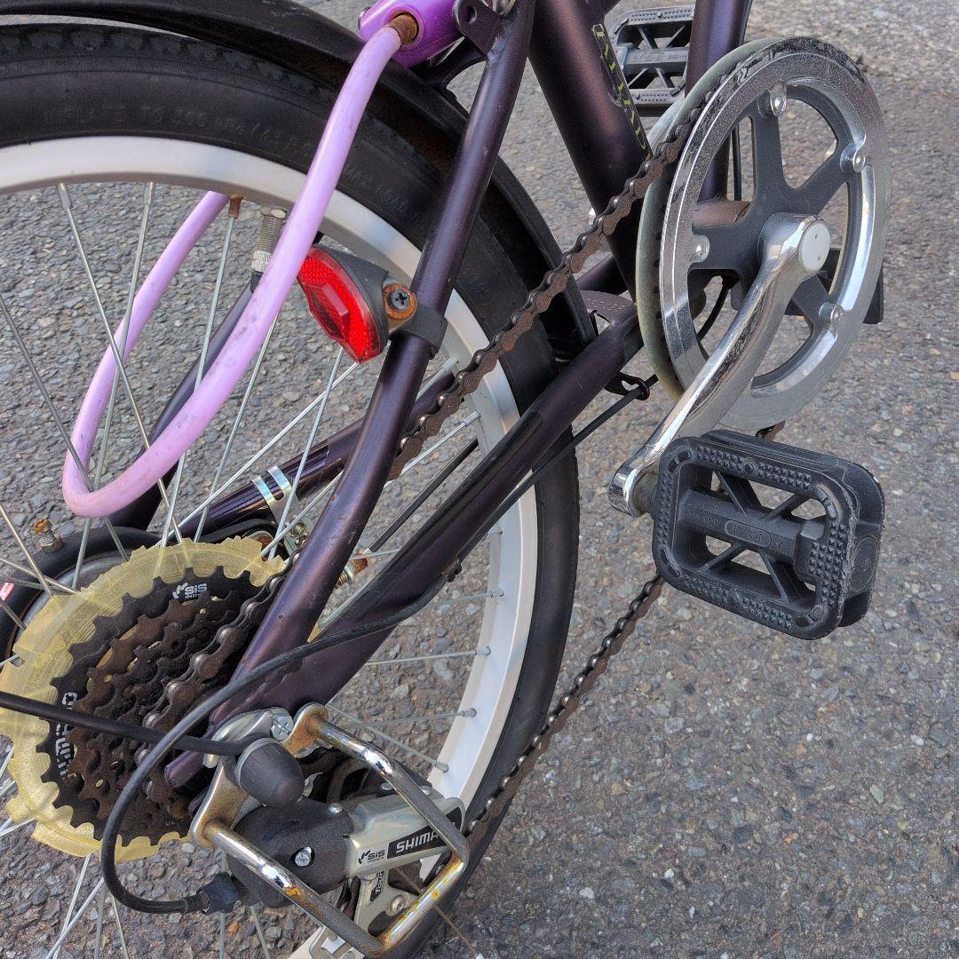【引き取り限定】SHIMANO折りたたみ自転車 20インチ パープル ギア6段階