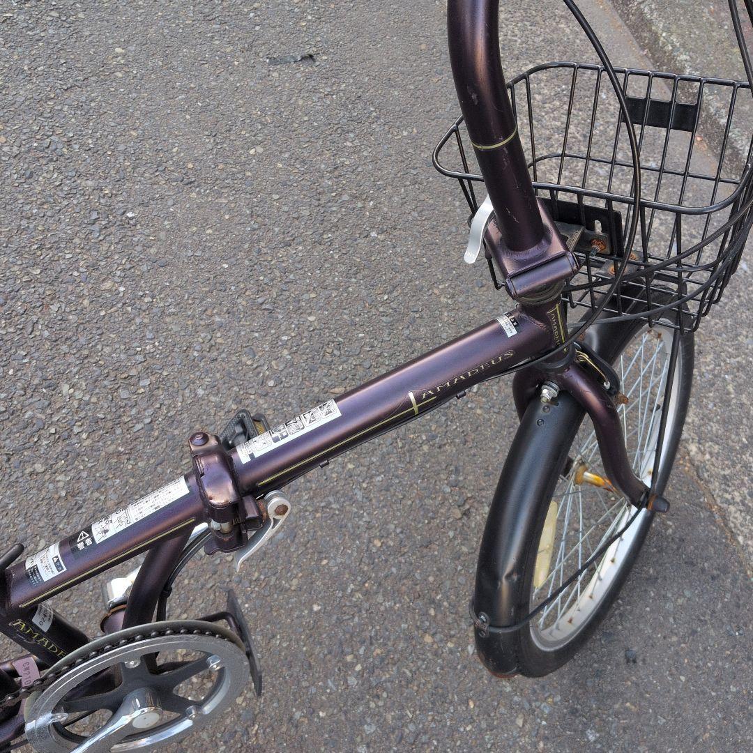 【引き取り限定】SHIMANO折りたたみ自転車 20インチ パープル ギア6段階