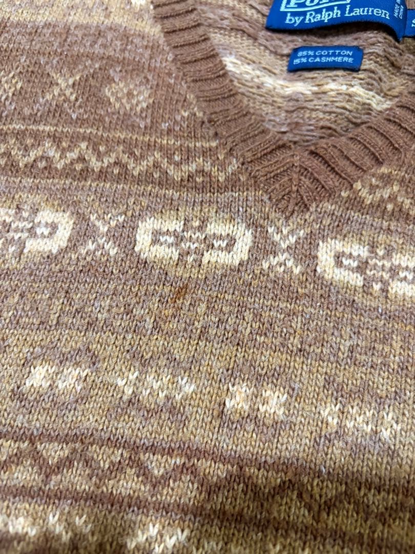 好配色　ポロラルフローレン　カシミヤ　フェアアイル　ニットベスト　S