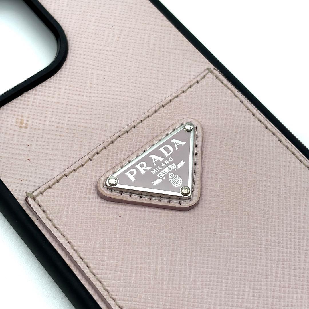 【正規品・美品】プラダ iPhone15ProMax ケース 三角ロゴ ピンク