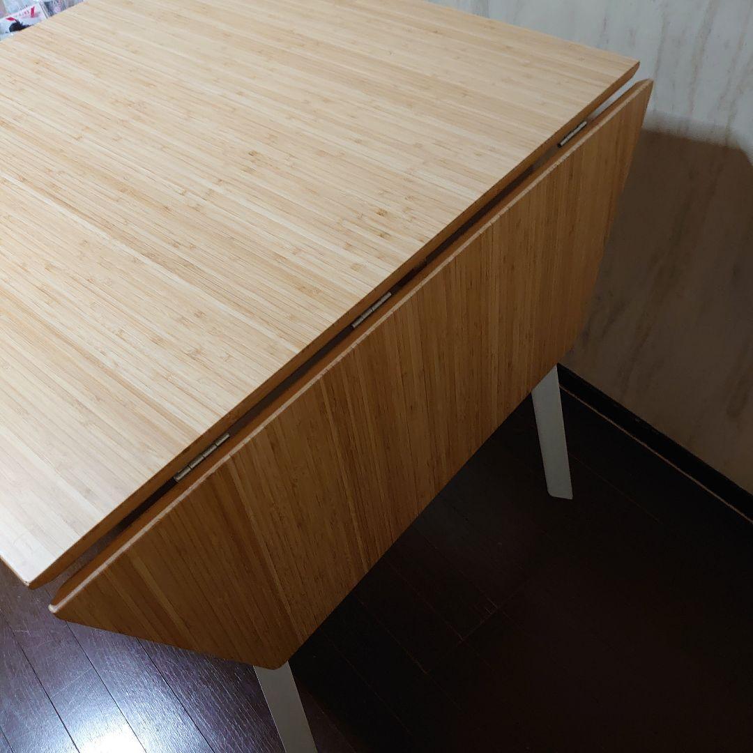 IKEA 折りたたみテーブル ナチュラル/ホワイト 竹