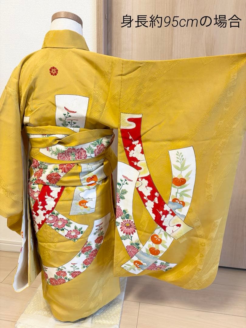 七五三 正絹 子ども着物 3才 5才 山吹色 熨斗 sM2511114