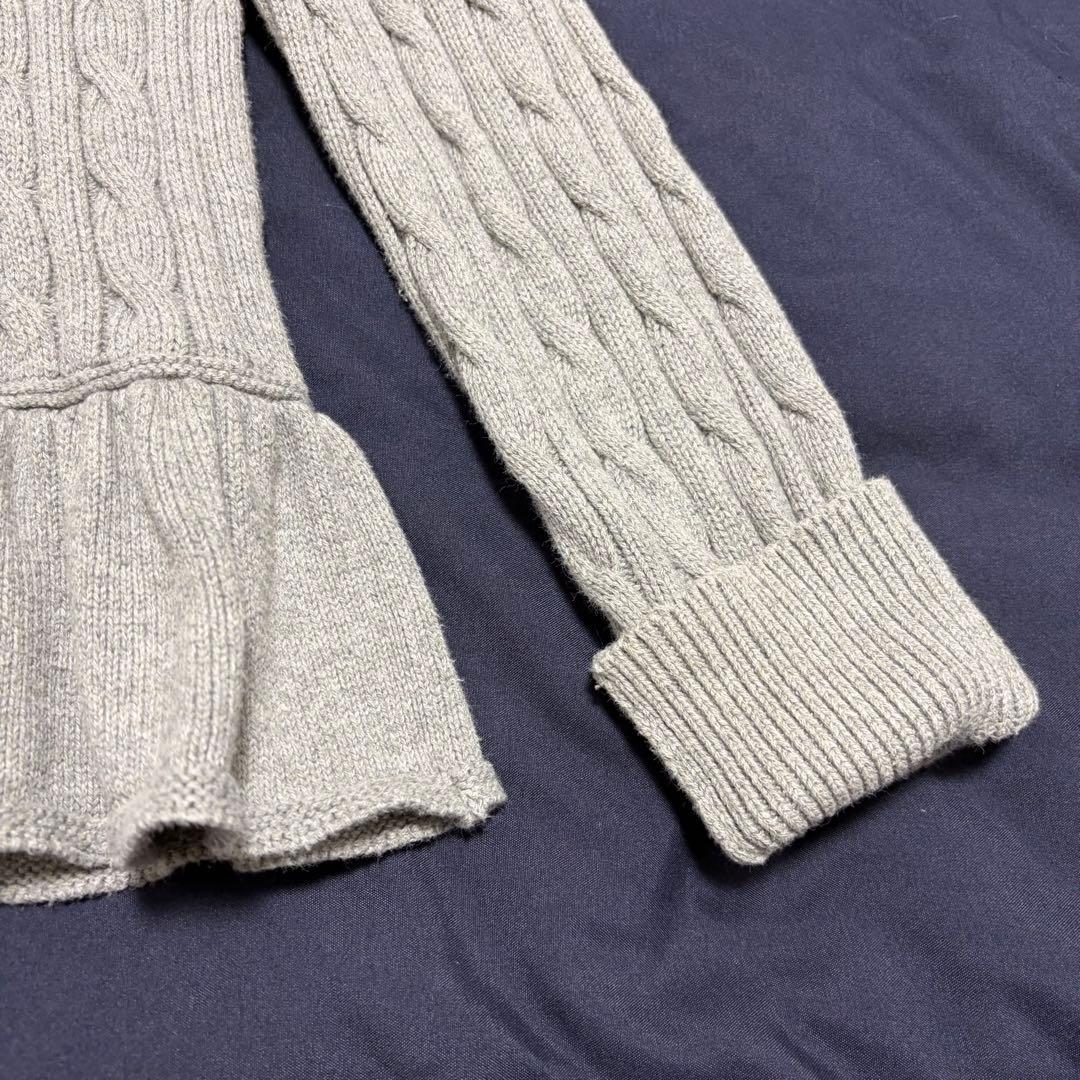 極美品　ラルフローレン　ぺプラム　ケーブルニットカーディガン　グレー　160 M