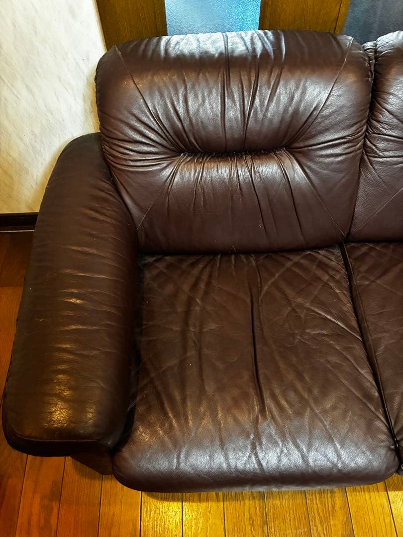 【たのメル便　送料込み】ダークブラウン 3人掛けソファ