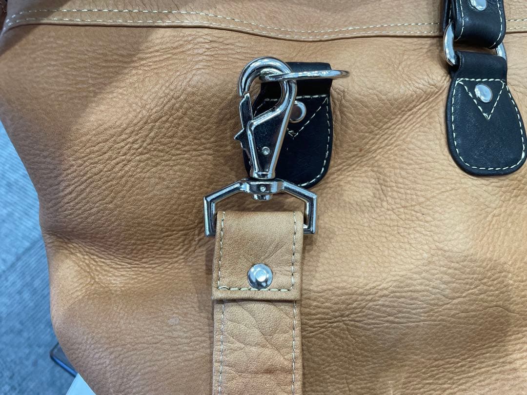 David King Bostonベージュレザーボストンバッグ