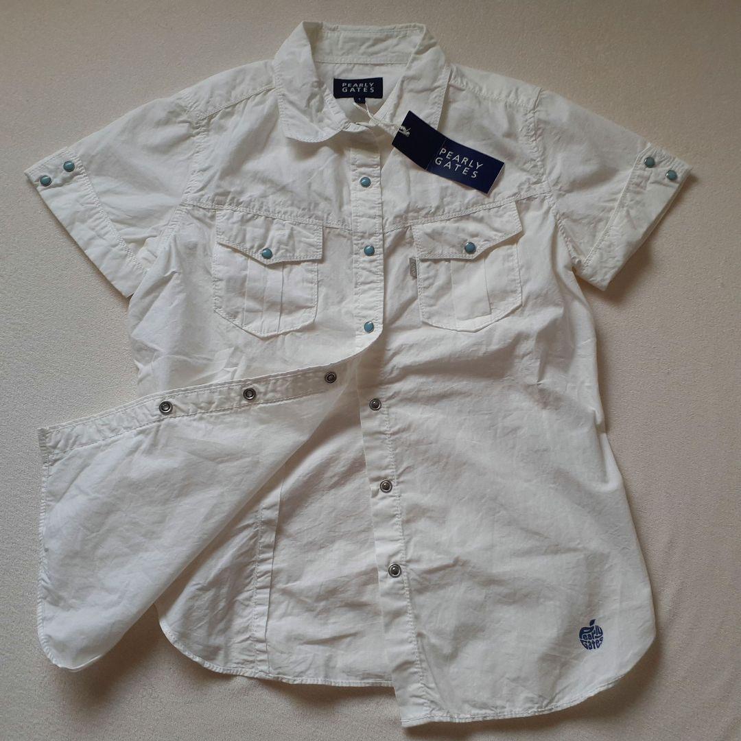【未使用 タグ付き】 パーリーゲイツ　半袖 シャツ　レディース ゴルフウェア　白