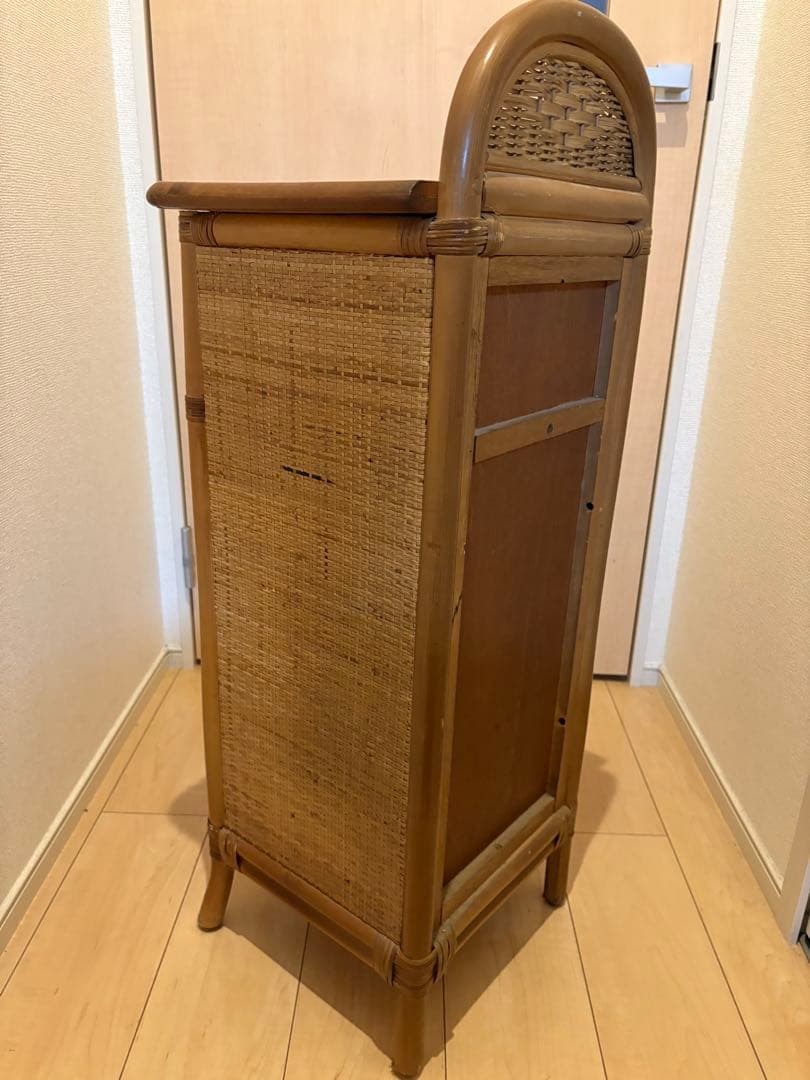 アンティーク　昭和レトロ　籐家具 電話台 花瓶台 引き出し付 ラタン