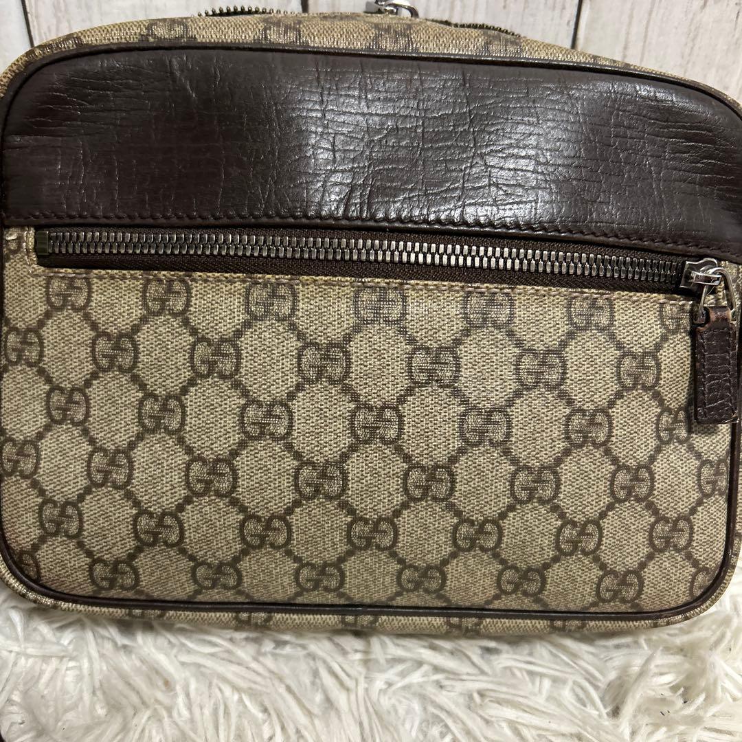 訳あり　GUCCI GGスプリーム　レザー　ショルダーバッグ　ロゴ