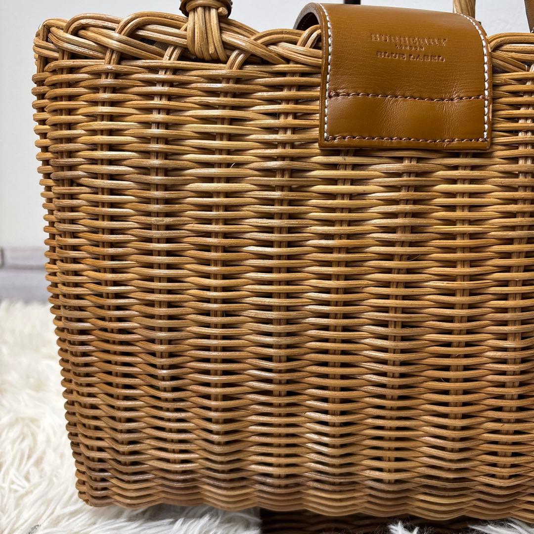 極美品☆【バーバリー　ブルーレーベル】カゴ　バッグ　ノバチェック　レザー